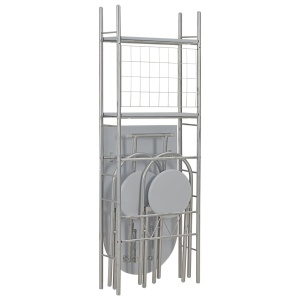 Set mobilier bucătărie cu depozitare, 3 piese, gri, MDF și oțel - Img 2