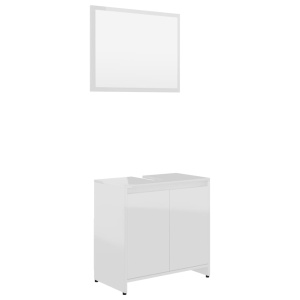 Set mobilier de baie, 3 piese, alb extralucios, PAL - Img 12