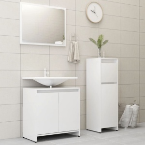 Set mobilier de baie, 3 piese, alb, PAL