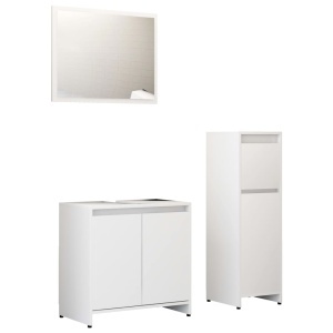 Set mobilier de baie, 3 piese, alb, PAL - Img 2