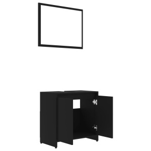 Set mobilier de baie, 3 piese, negru, PAL - Img 10