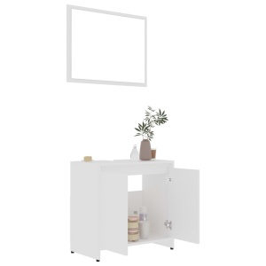 Set mobilier de baie, 4 piese, alb, PAL - Img 8