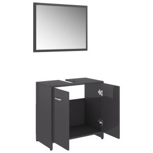 Set mobilier de baie, gri extralucios, PAL - Img 5