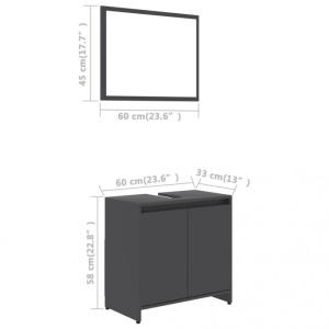 Set mobilier de baie, gri, PAL - Img 10