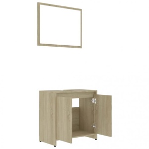 Set mobilier de baie, stejar Sonoma, PAL - Img 6