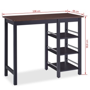 Set mobilier de bar, 3 piese, MDF, negru - Img 7