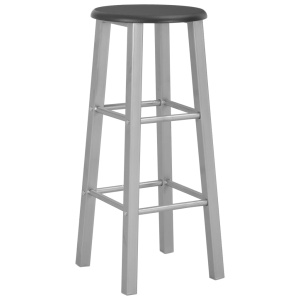 Set mobilier de bar, 3 piese, negru, lemn și oțel - Img 5