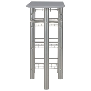 Set mobilier de bar, cu rafturi, 3 piese, gri, lemn și oțel - Img 4