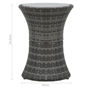 Set mobilier de bistro cu perne, 3 piese, gri, poliratan - Img 10