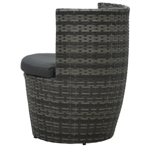 Set mobilier de bistro cu perne, 3 piese, gri, poliratan - Img 12