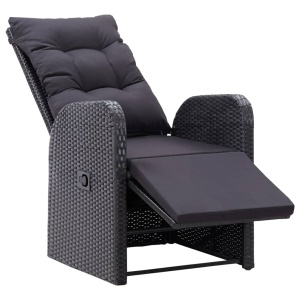 Set mobilier de bistro cu perne, 3 piese, negru, poliratan - Img 6
