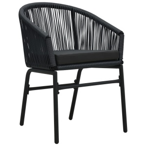 Set mobilier de bistro cu perne, 3 piese, negru, ratan PVC - Img 4