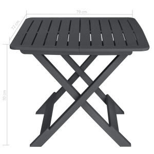 Set mobilier de bistro pliabil, 3 piese, antracit, plastic - Img 10