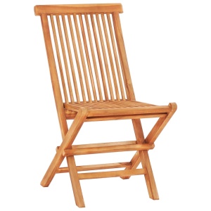 Set mobilier de bistro pliabil, 3 piese, lemn masiv de tec - Img 5