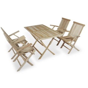 Set mobilier de exterior, 5 piese, lemn masiv de tec