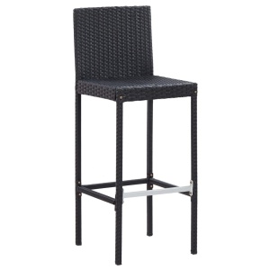 Set mobilier de exterior 5 piese, negru, poliratan, lemn acacia - Img 3
