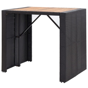 Set mobilier de exterior 5 piese, negru, poliratan, lemn acacia - Img 5