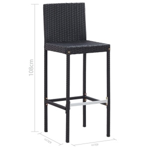 Set mobilier de exterior 5 piese, negru, poliratan, lemn acacia - Img 10