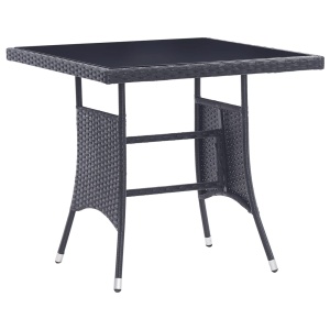 Set mobilier de exterior, 5 piese, negru, poliratan - Img 2