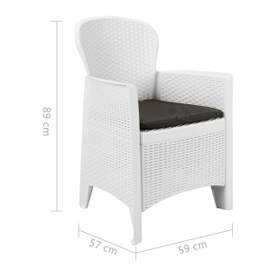 Set mobilier de exterior, 7 piese, alb, plastic, aspect ratan - Img 10