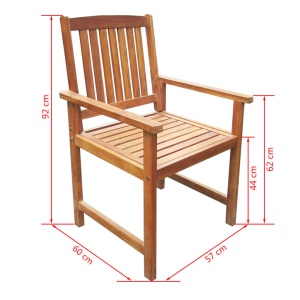 Set mobilier de exterior, 7 piese, lemn masiv de acacia - Img 7