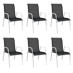 Set mobilier de exterior, 7 piese, negru, oțel - Img 3