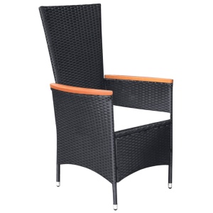 Set mobilier de exterior 7 piese negru poliratan lemn de acacia - Img 5