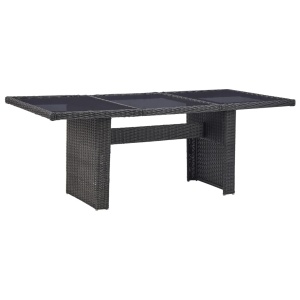 Set mobilier de exterior, 7 piese, negru, poliratan - Img 4