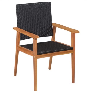 Set mobilier de exterior, 7 piese, negru și maro, poliratan - Img 3