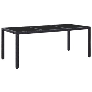 Set mobilier de exterior, 9 piese, negru, poliratan - Img 2