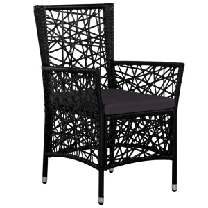Set mobilier de exterior, 9 piese, negru, poliratan - Img 4