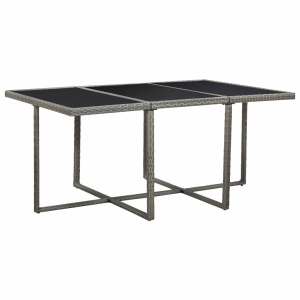 Set mobilier de exterior cu perne, 11 piese, gri, poliratan - Img 6