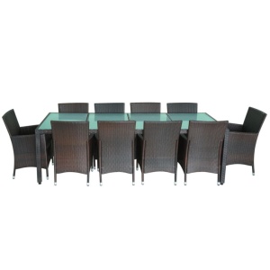 Set mobilier de exterior cu perne, 11 piese, maro, poliratan - Img 4
