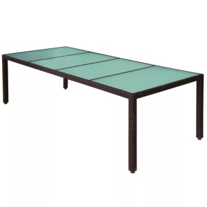 Set mobilier de exterior cu perne, 11 piese, maro, poliratan - Img 8