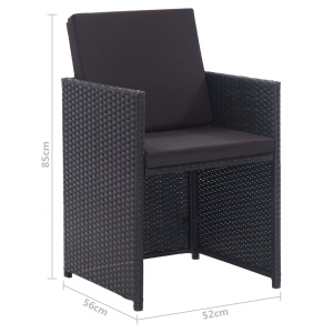 Set mobilier de exterior cu perne, 11 piese, negru, poliratan - Img 10