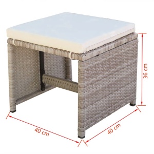 Set mobilier de exterior cu perne, 13 piese, bej, poliratan - Img 10