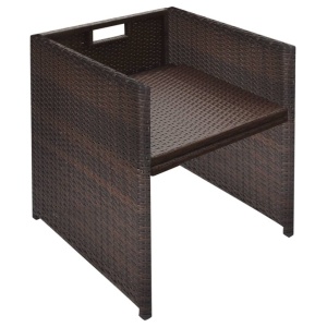 Set mobilier de exterior cu perne, 13 piese, maro, poliratan - Img 7