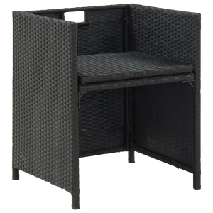 Set mobilier de exterior cu perne, 13 piese, negru, poliratan - Img 7