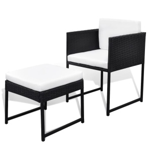 Set mobilier de exterior cu perne, 13 piese, negru, poliratan - Img 5