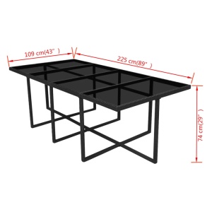 Set mobilier de exterior cu perne, 13 piese, negru, poliratan - Img 9