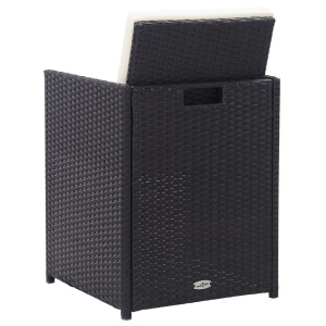 Set mobilier de exterior cu perne, 15 piese, negru, poliratan - Img 9