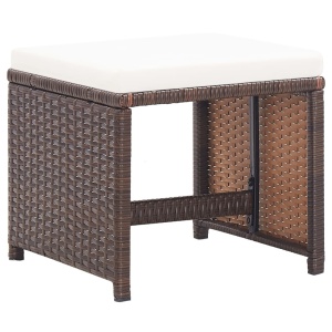 Set mobilier de exterior cu perne, 17 piese, maro, poliratan - Img 5