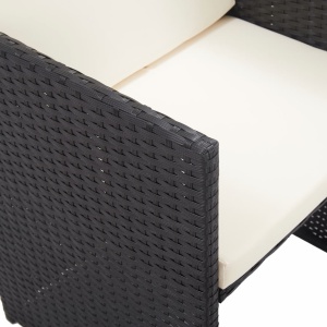 Set mobilier de exterior cu perne, 17 piese, negru, poliratan - Img 10