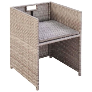 Set mobilier de exterior cu perne, 5 piese, bej, poliratan - Img 6