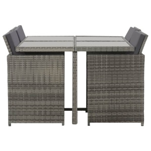 Set mobilier de exterior cu perne, 5 piese, gri, poliratan - Img 2