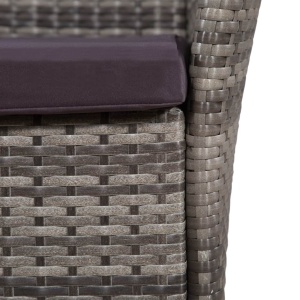 Set mobilier de exterior cu perne, 5 piese, gri, poliratan - Img 7