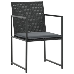Set mobilier de exterior cu perne, 5 piese, negru, poliratan - Img 3