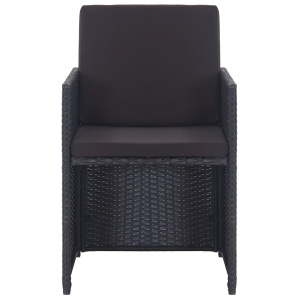Set mobilier de exterior cu perne, 5 piese, negru, poliratan - Img 7