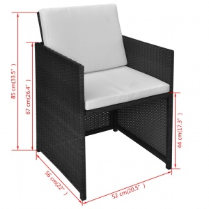 Set mobilier de exterior cu perne, 5 piese, negru, poliratan - Img 10
