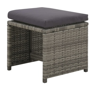 Set mobilier de exterior cu perne, 6 piese, gri, poliratan - Img 6
